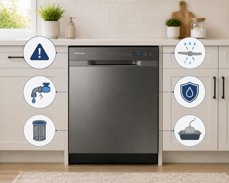 samsung dishwasher water leak prevention